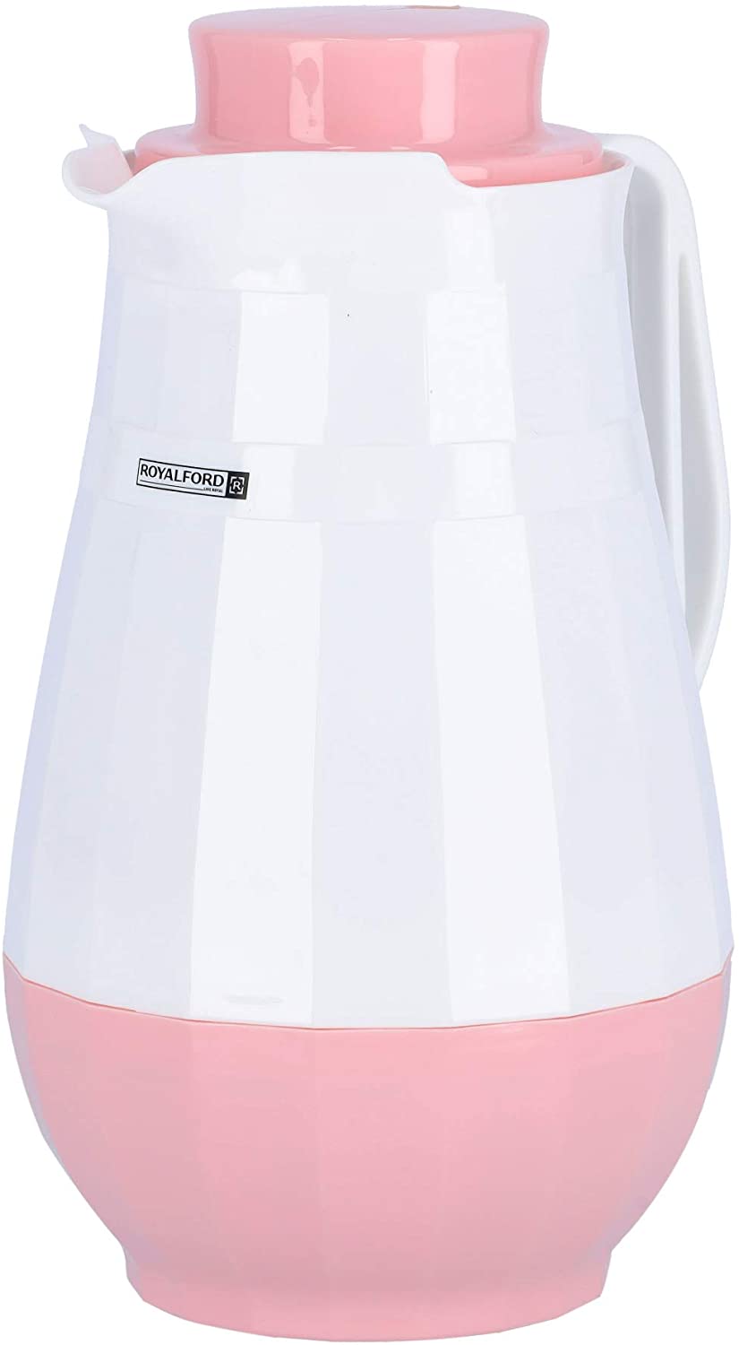 Royalford 1L Glass Vacuum Flask - Portable Coffee Heat Insulated Thermos RF9673