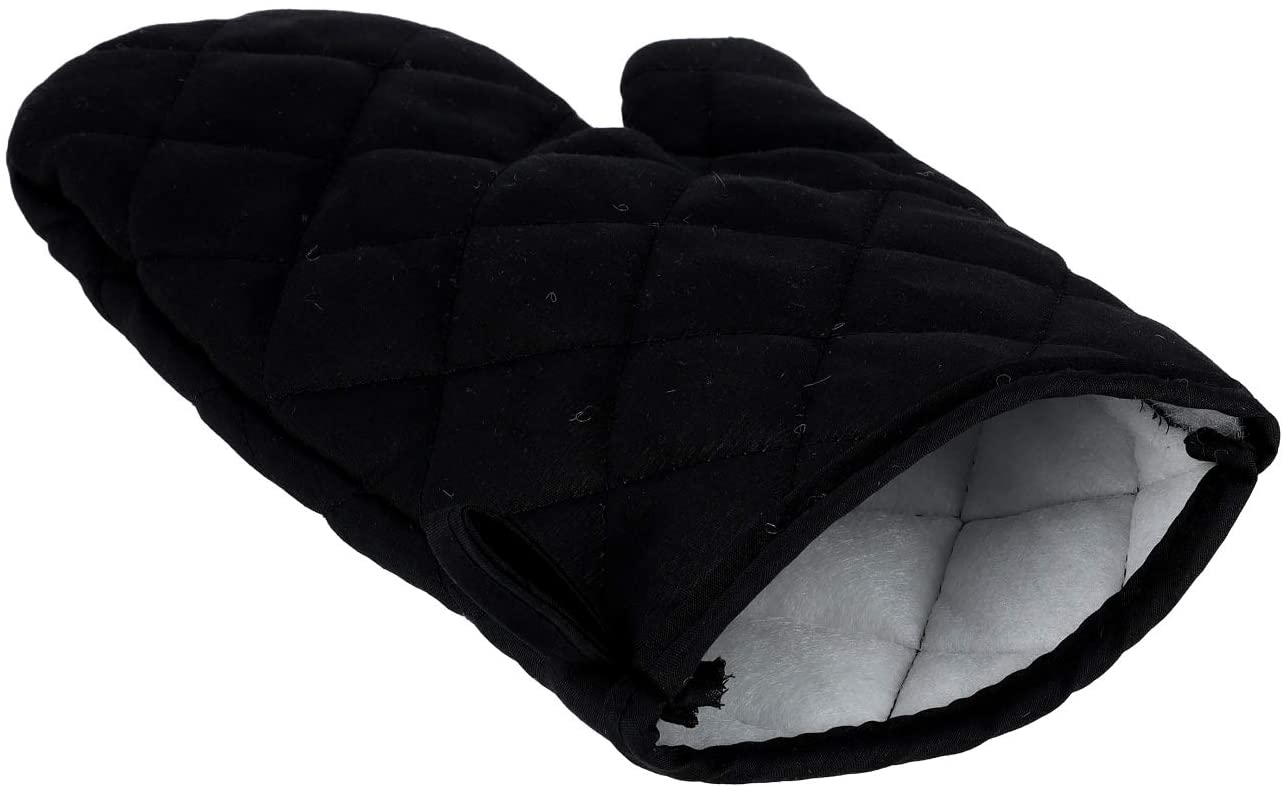Royalford 2 Pcs Cotton Oven Mitten 16.5x24.5 Cm Black