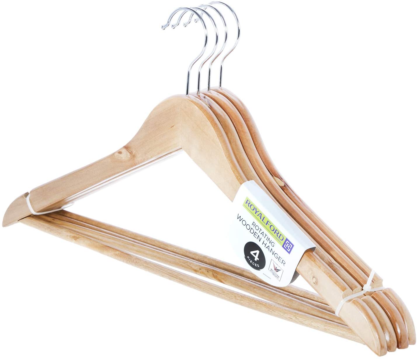 Royalford 4Pcs Rotating Wooden Hanger Set
