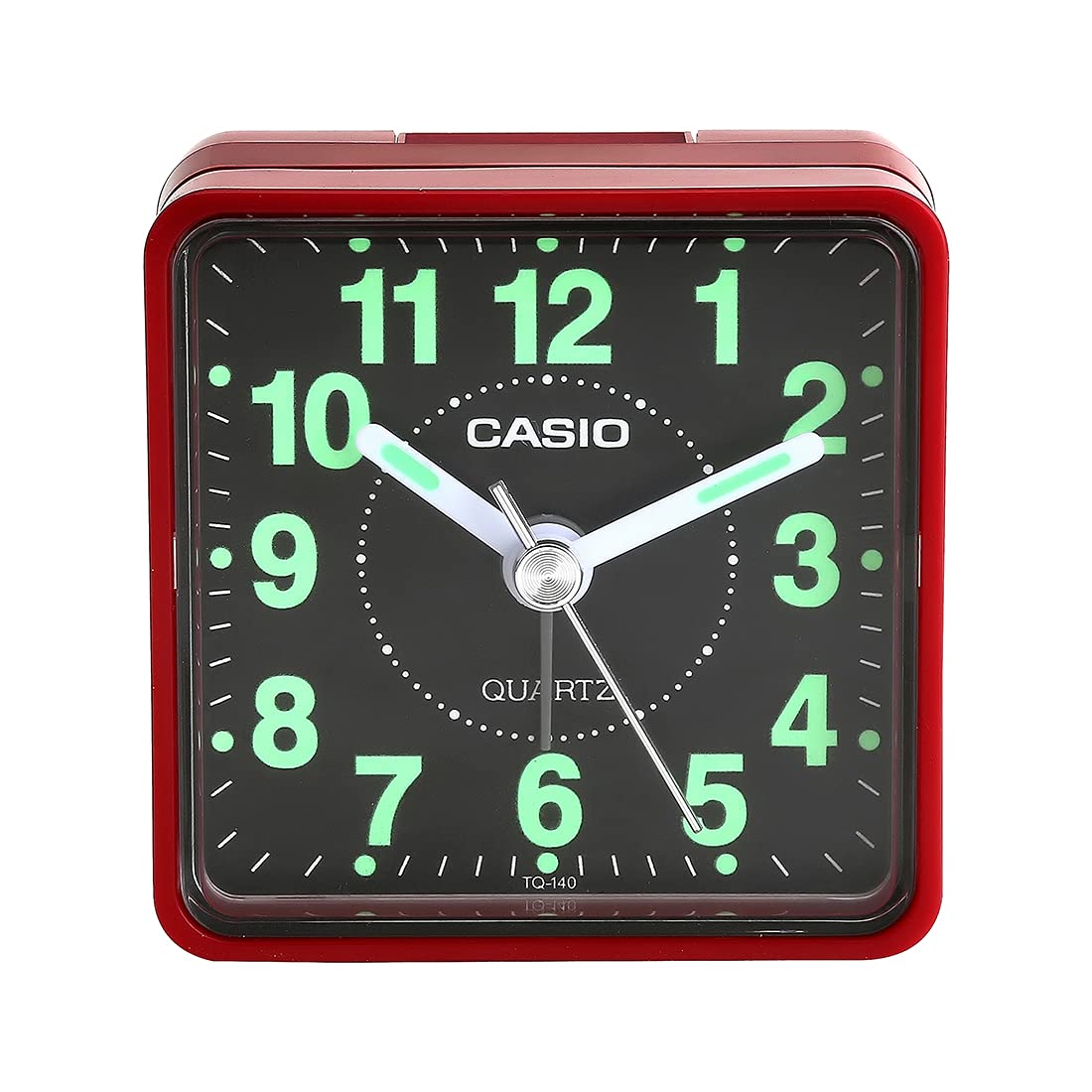 Casio Analog Table Clock Red TQ-140-4DF | Reliable Timekeeping | Travel | Wake Up Routine | Snooze Function | Battery Operated | Portable | White Face | Halabh.com