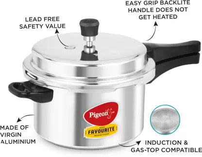 Pigeon Favourite 5 Litre Induction Bottom Pressure Cooker Aluminium