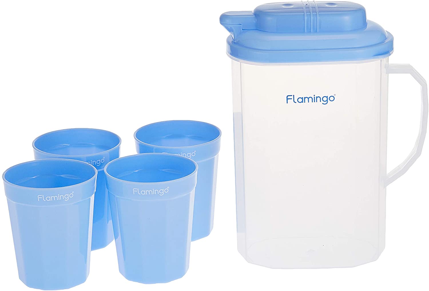 Flamingo Water Jug With 4 Cups Multi Colour 1.6 litres MultiColour