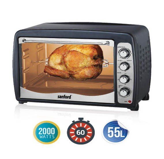 Sanford 2000 Watts Electric Oven 55 Litre Black & Silver