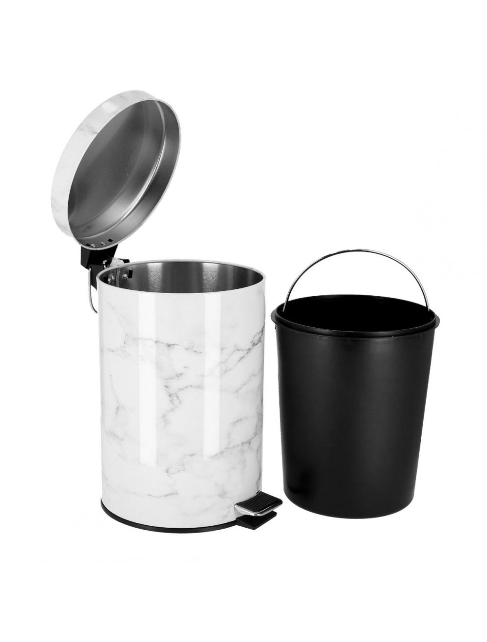 Royalford 5L Marble Design Dust Bin White & Grey
