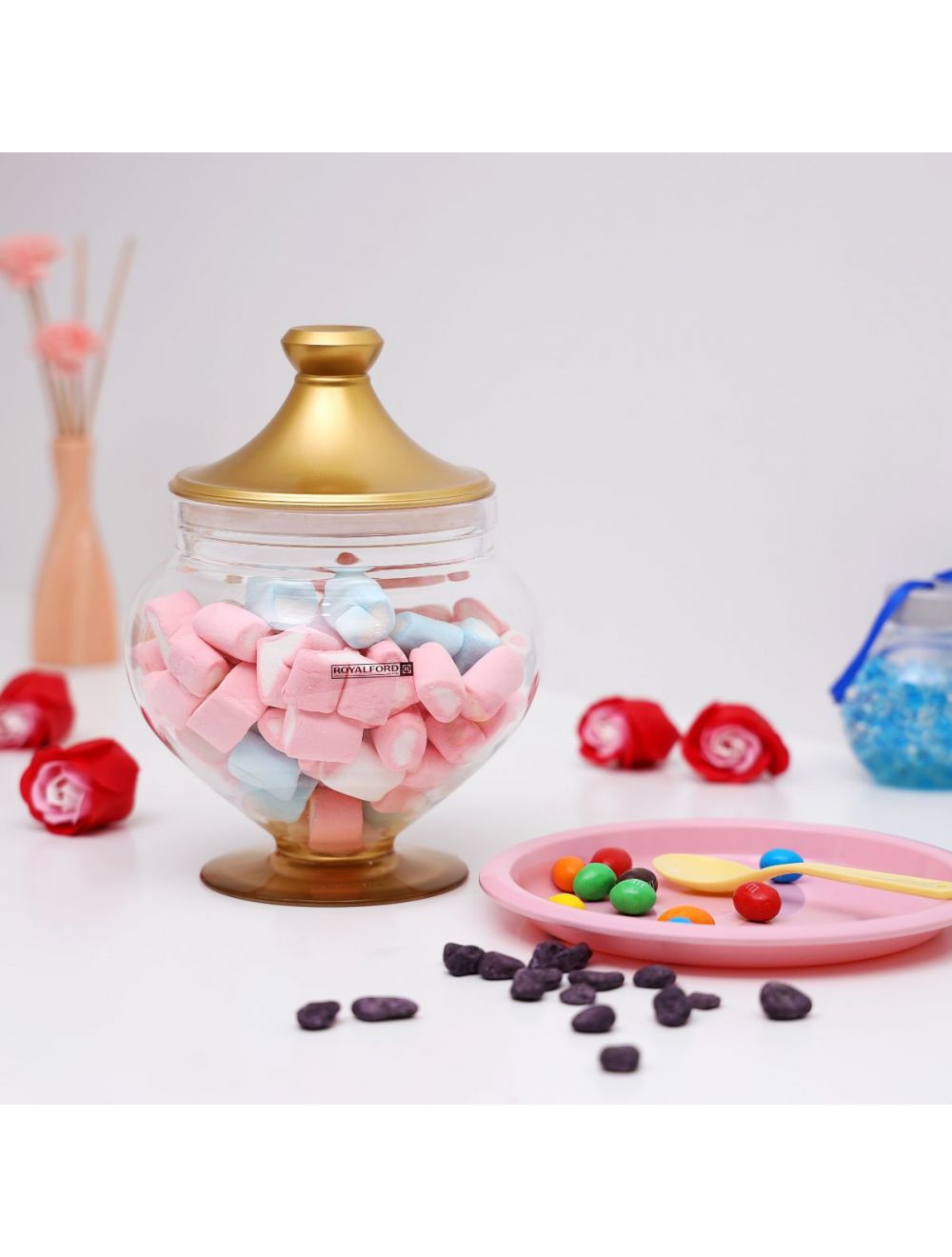 Royalford 16x19 Cm Acrylic Candy Bowl Gold & Clear