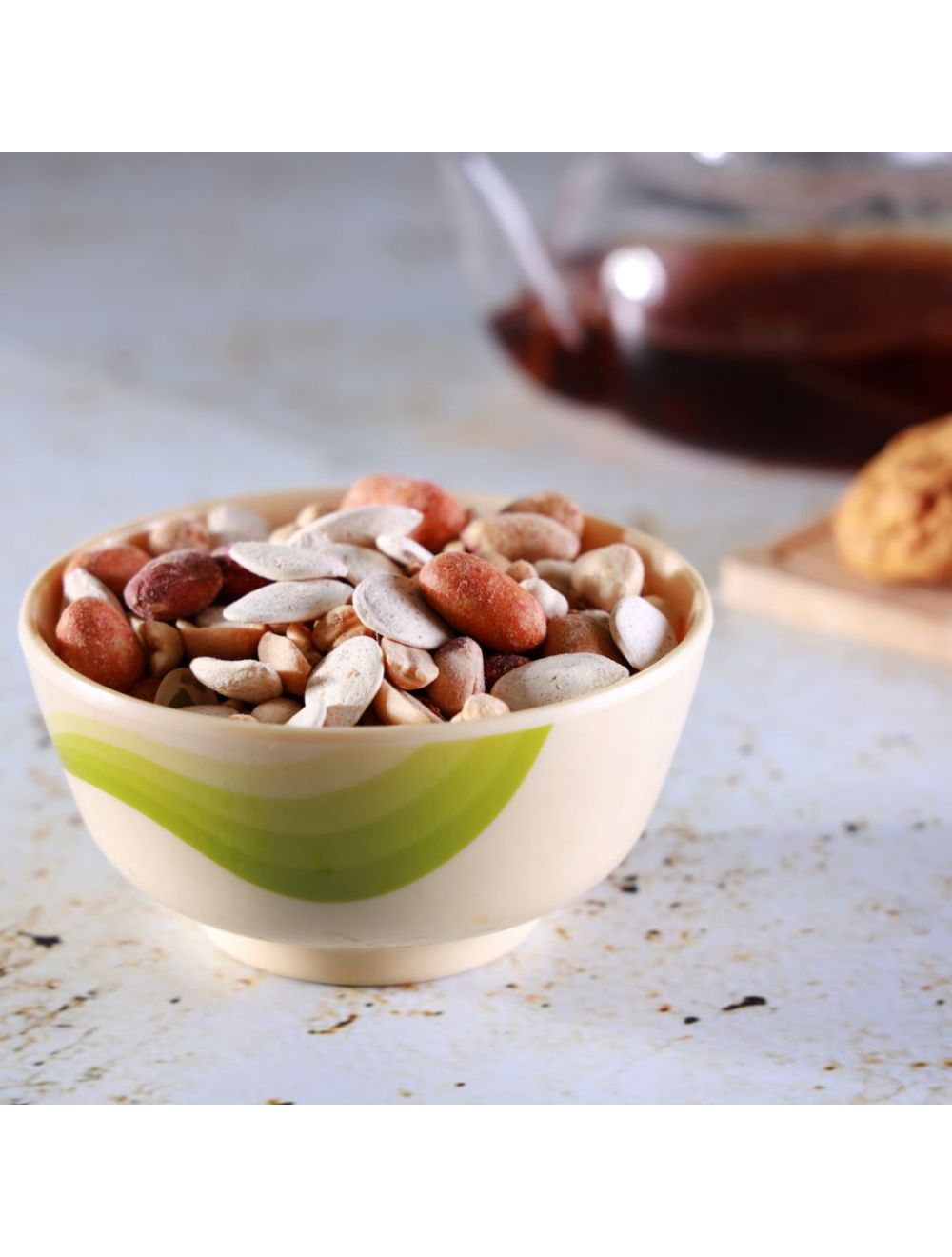 Royalford Melamine Ware 4.5 Inch Super Rays Round Bowl Mint White & Green