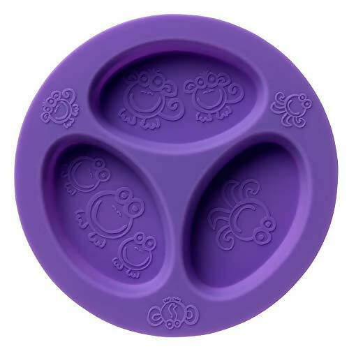 Oogaa Silicone Baby Toddler Divided Plate Safe For Oven Freezer And Boil Safe Purple