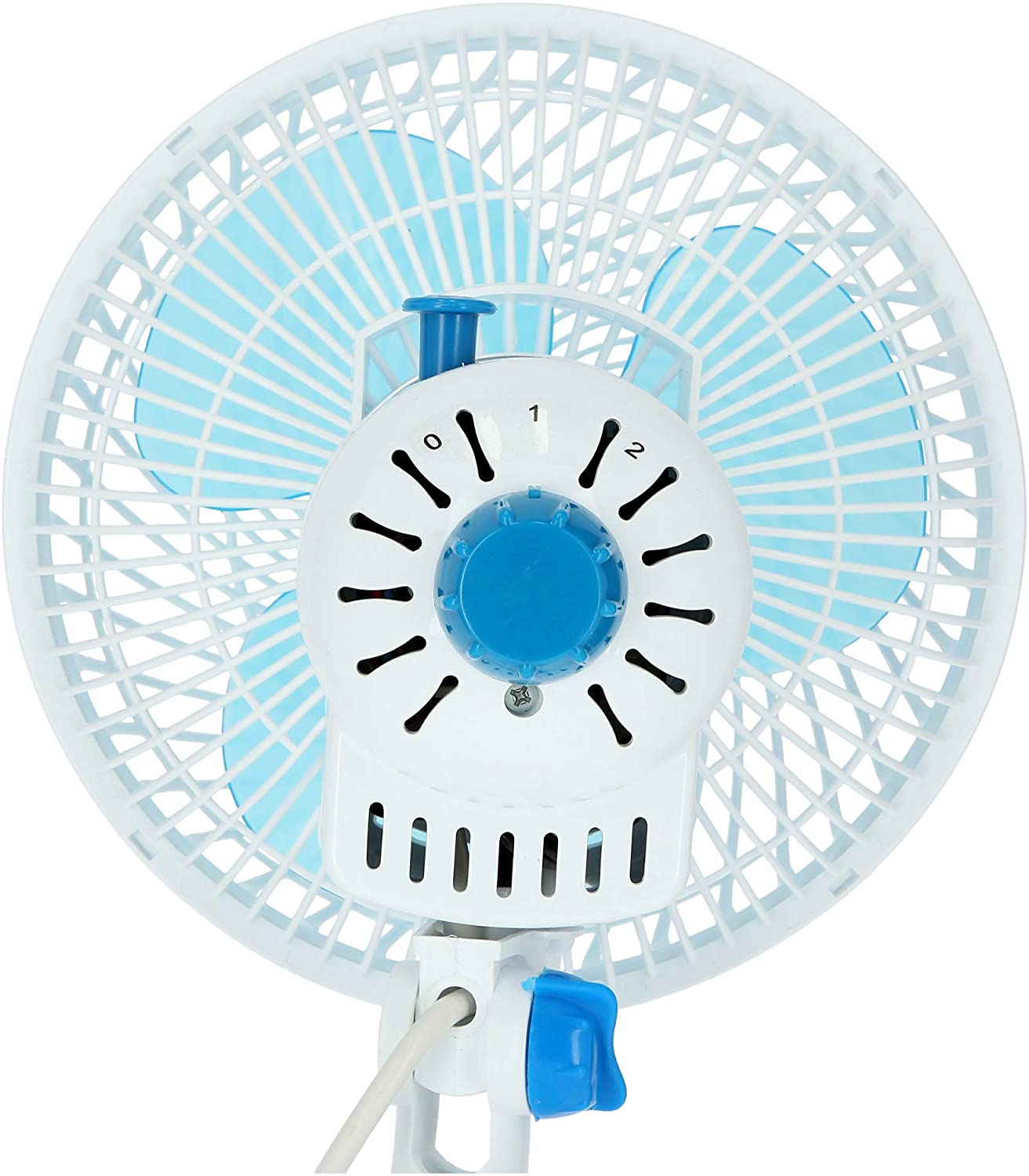 Krypton 8-Inch Oscillating Plastic Table Fan White & Blue | in Bahrain | Halabh.com