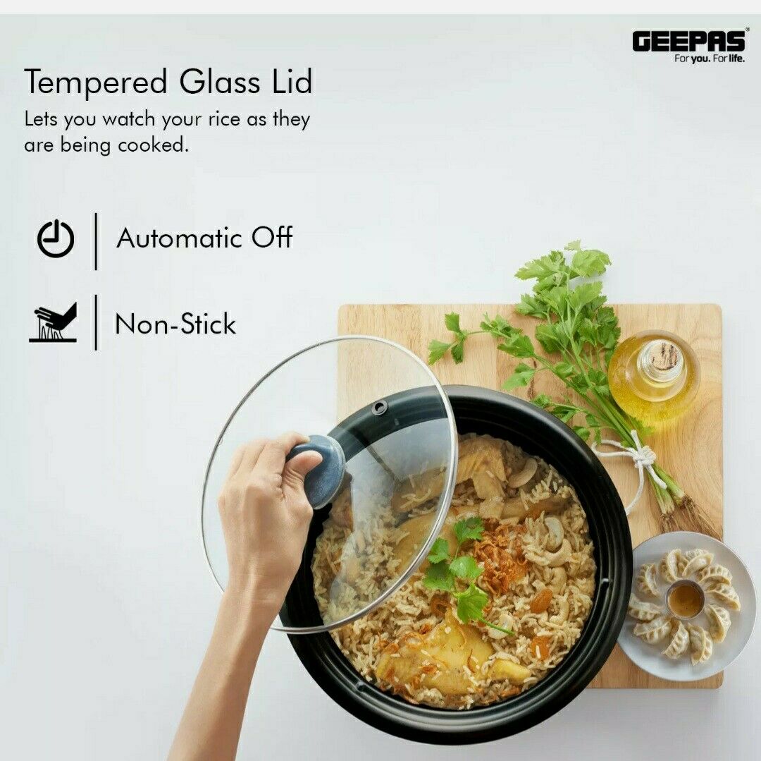 Geepas Automatic 2.2 L Rice Cooker Steamer InnerPot Non Stick Electric Keep Warm
