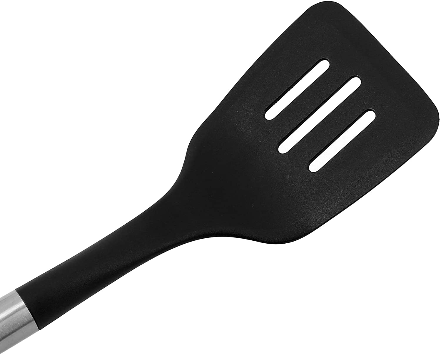 Royalford Nylon Slotted Turner With Steel Handle Black & Silver