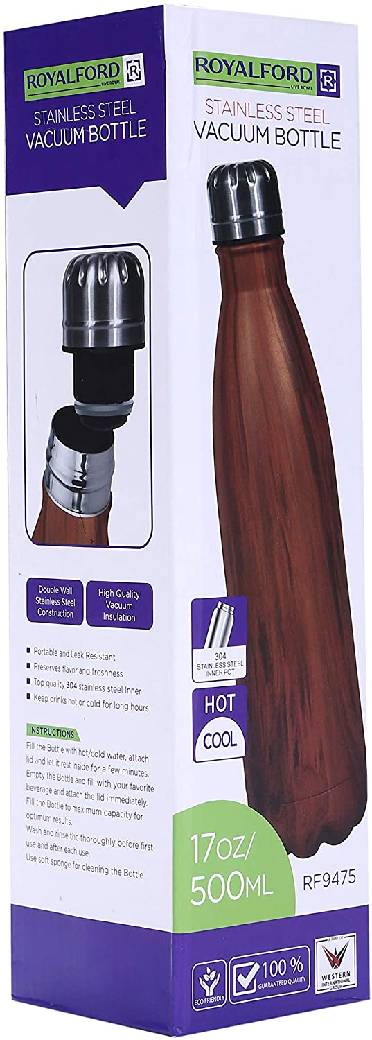 Royalford Stainless Steel Marble Design Vacuum Bottle 500Ml