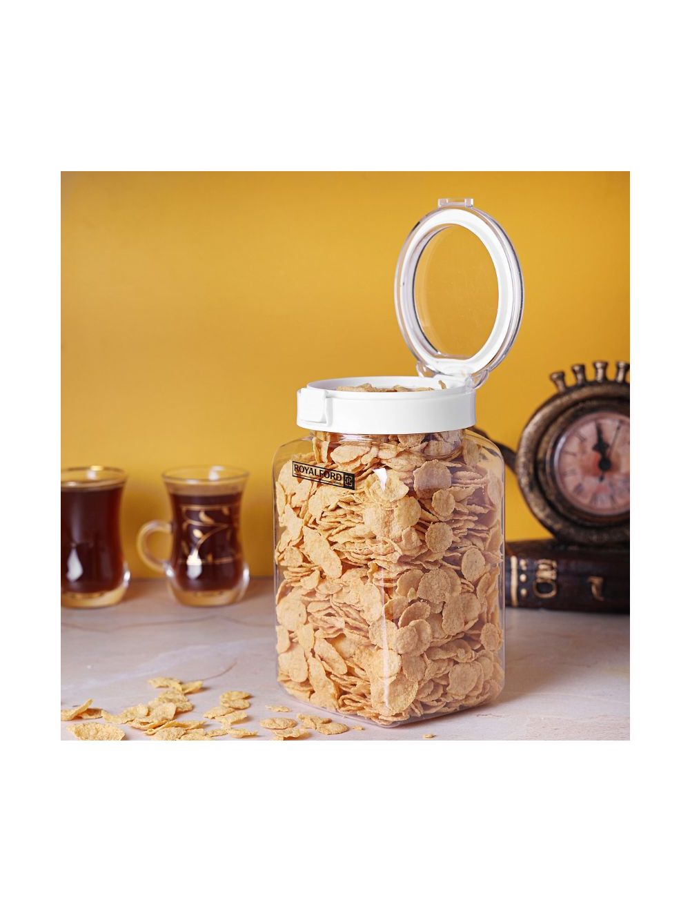 Royalford Plastic Canister 600 Ml With Lid Transparent