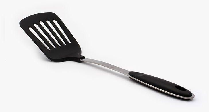 Royalford Nylon Slotted Spatula with Steel Handle