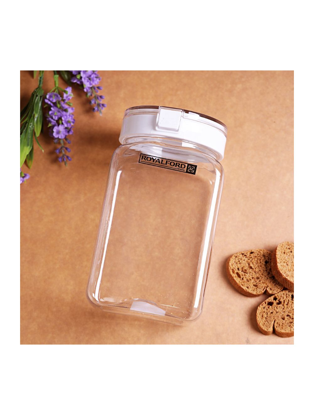 Royalford Plastic Canister 600 Ml With Lid Transparent