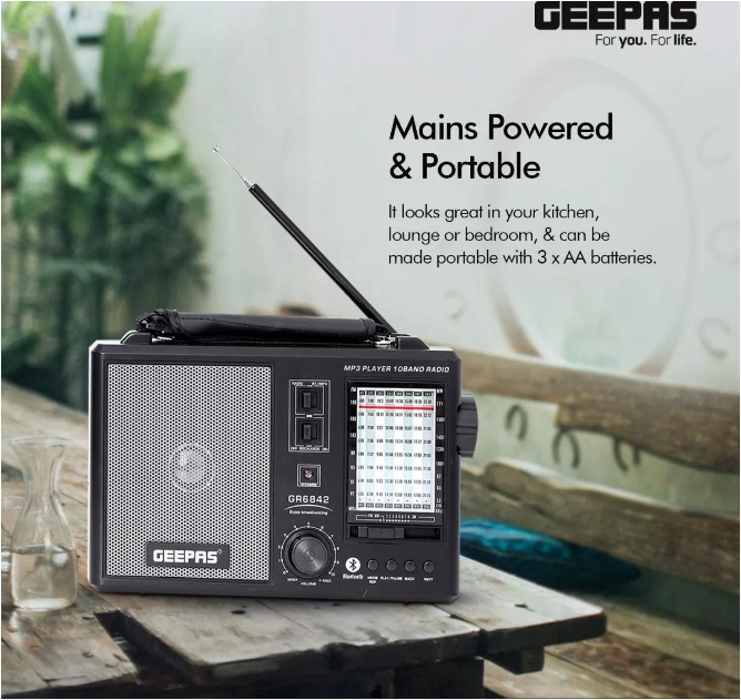 Geepas Rechargeable 10 Band Radio And Mp3 Player