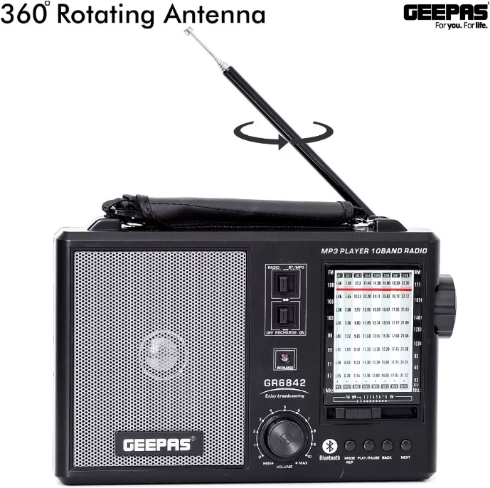 Geepas Rechargeable 10 Band Radio And Mp3 Player