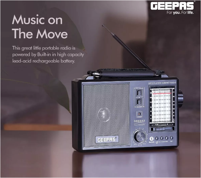 Geepas Rechargeable 10 Band Radio And Mp3 Player