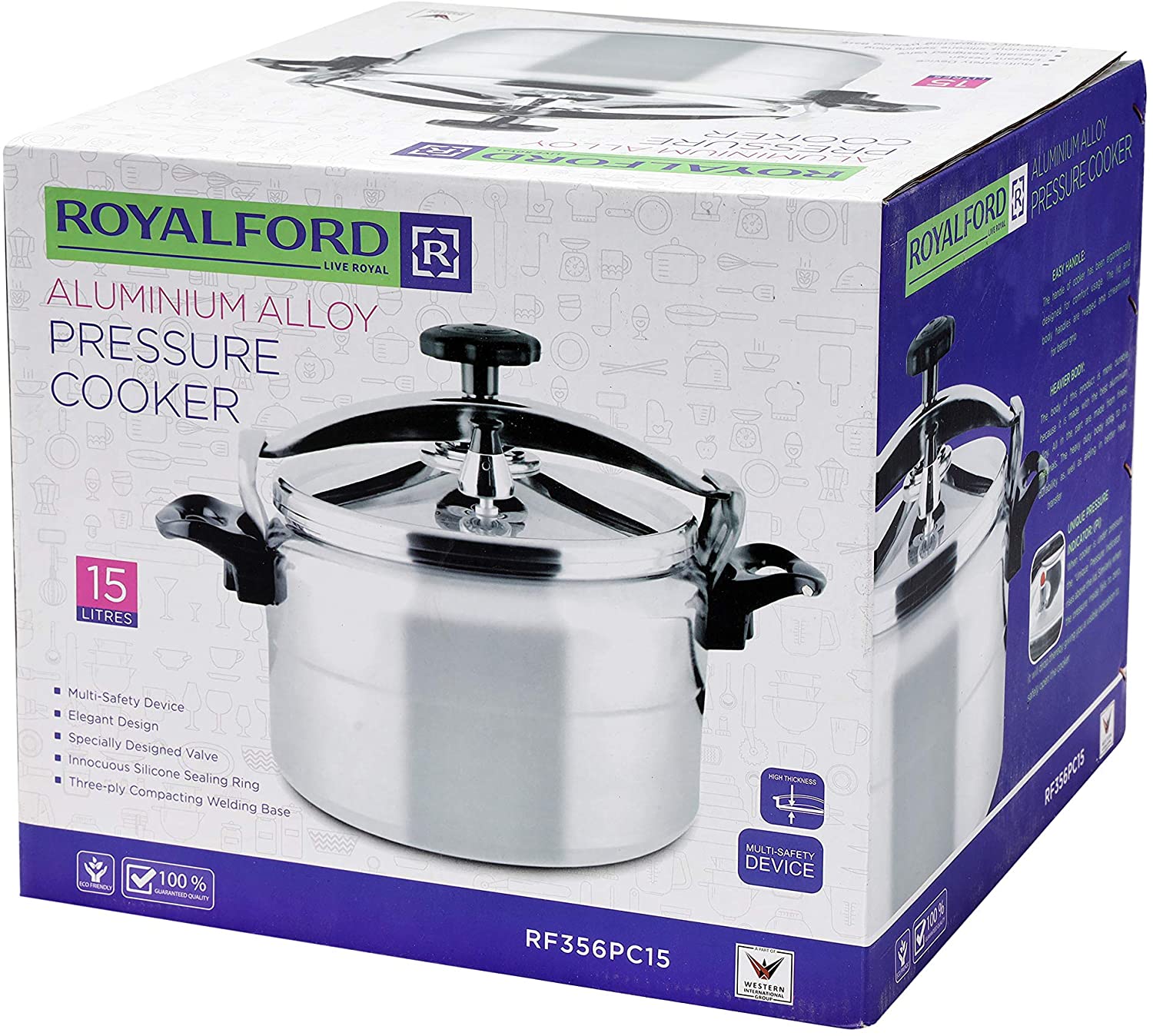 Royalford Aluminium Pressure Cooker 15L
