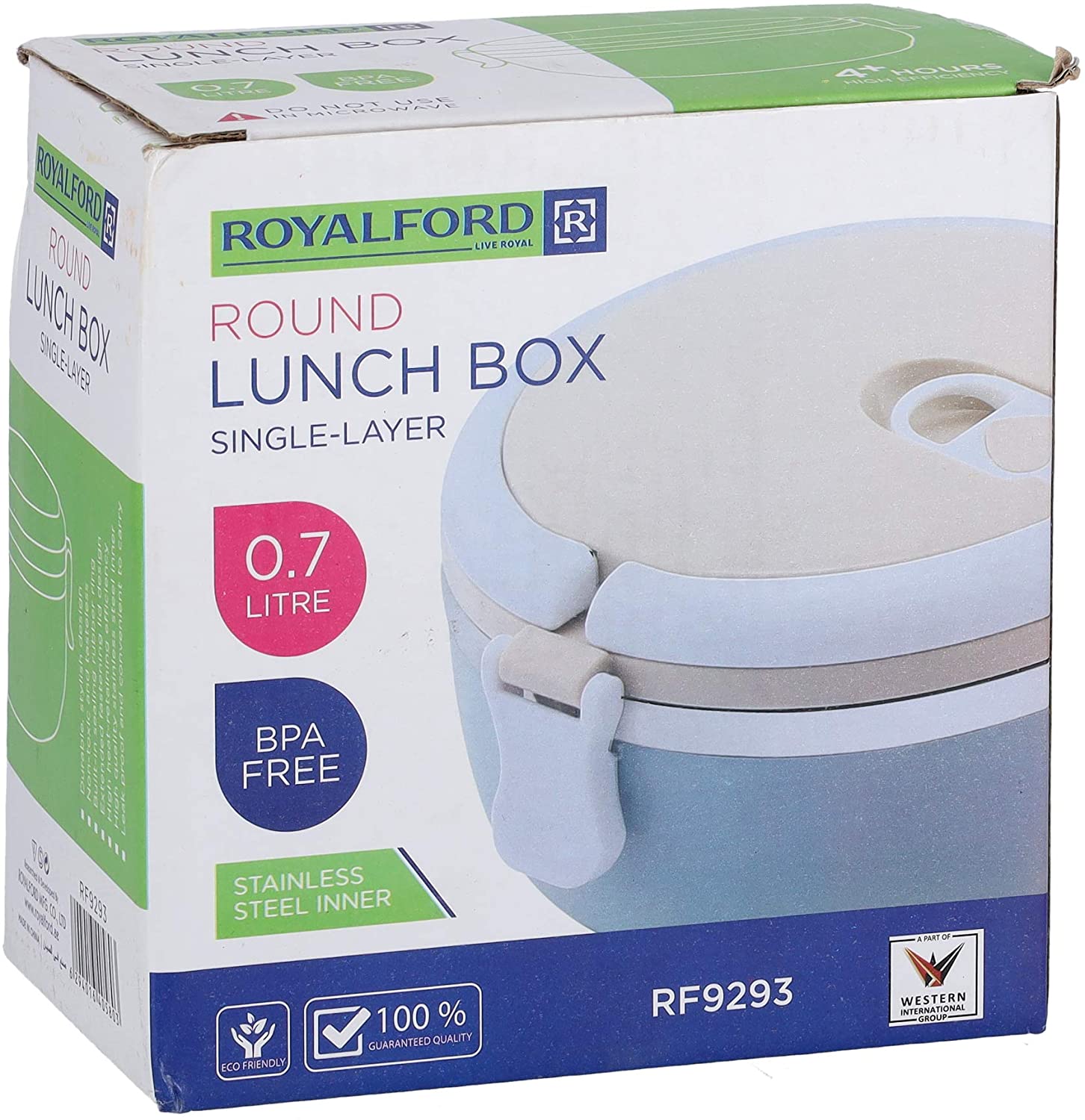 Royalford 700ML Single Layer Round Lunch Box 1X60