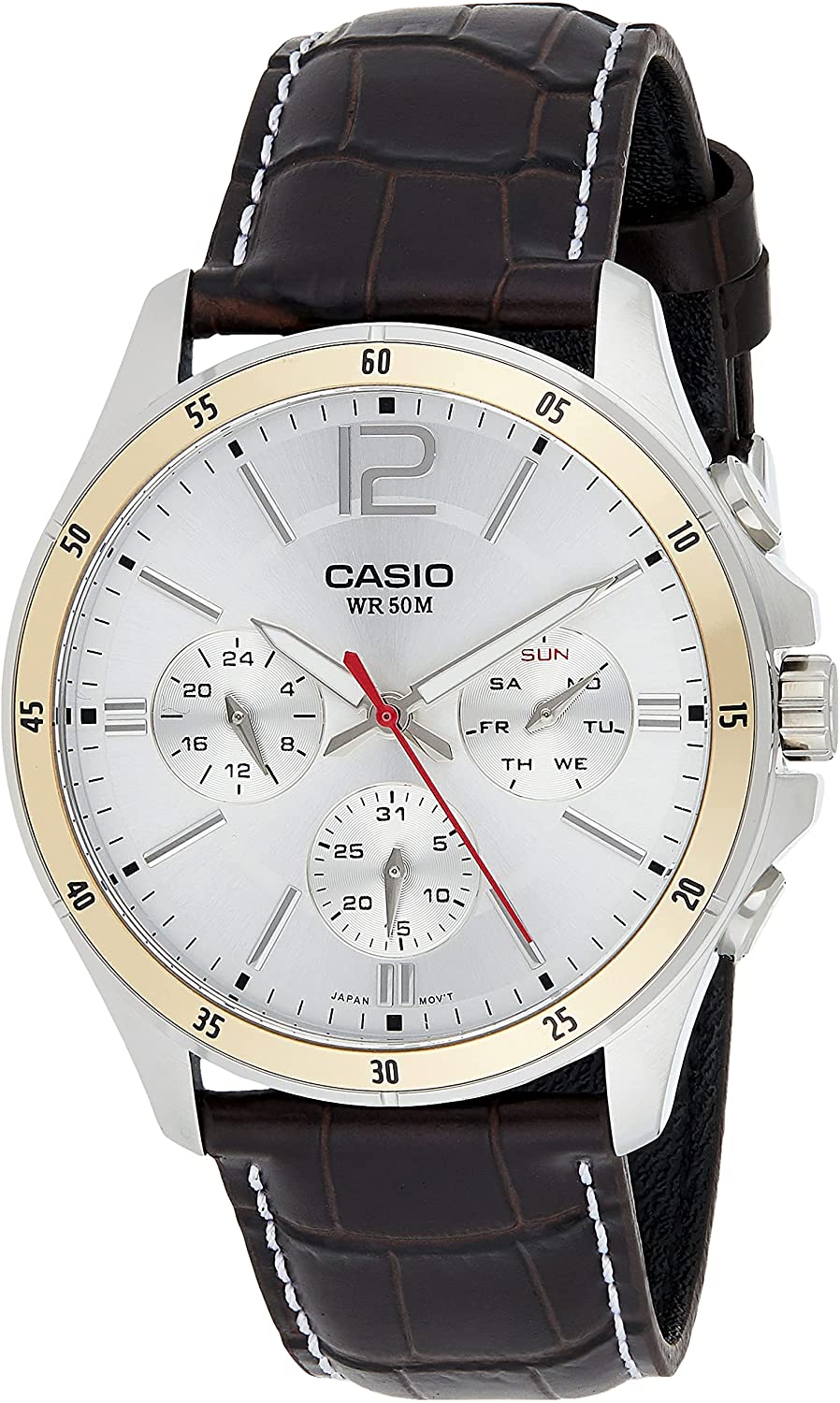 Casio Enticer Men's Watch MTP-1374L-7AVDF | Leather Band | Water-Resistant | Quartz Movement | Classic Style | Fashionable | Durable | Affordable | Halabh.com