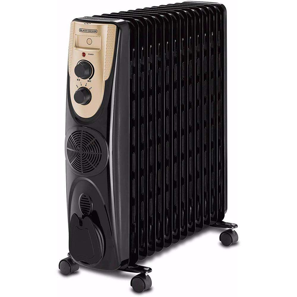 Black & Decker 2500W 13 Fin Oil Radiator Heater With Fan Forced Black in Bahrain | Halabh
