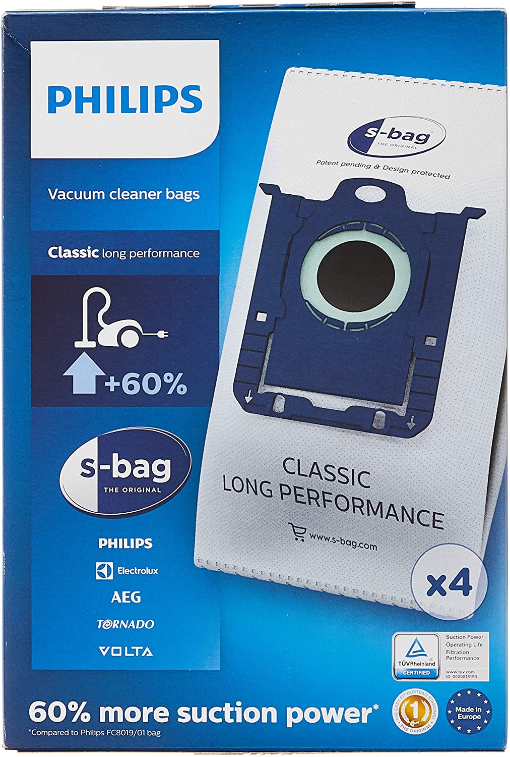 Philips FC8021 S-Bag Classic Vacuum Cleaner Bags - Pack of 4