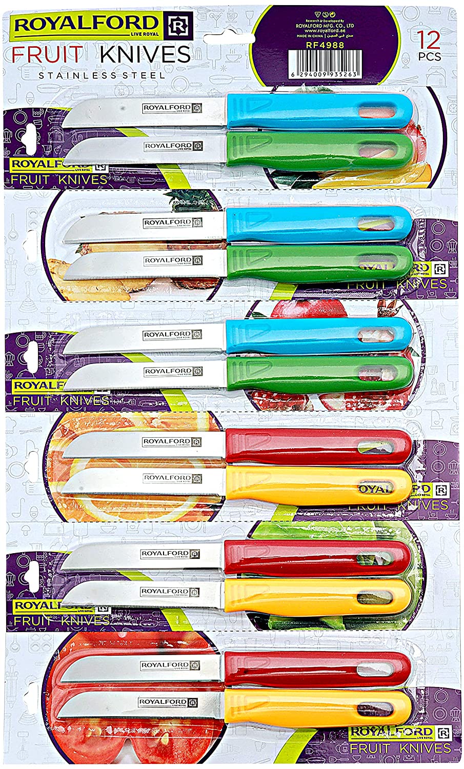 Royalford 12 Pieces Fruit Knifes Multicolor