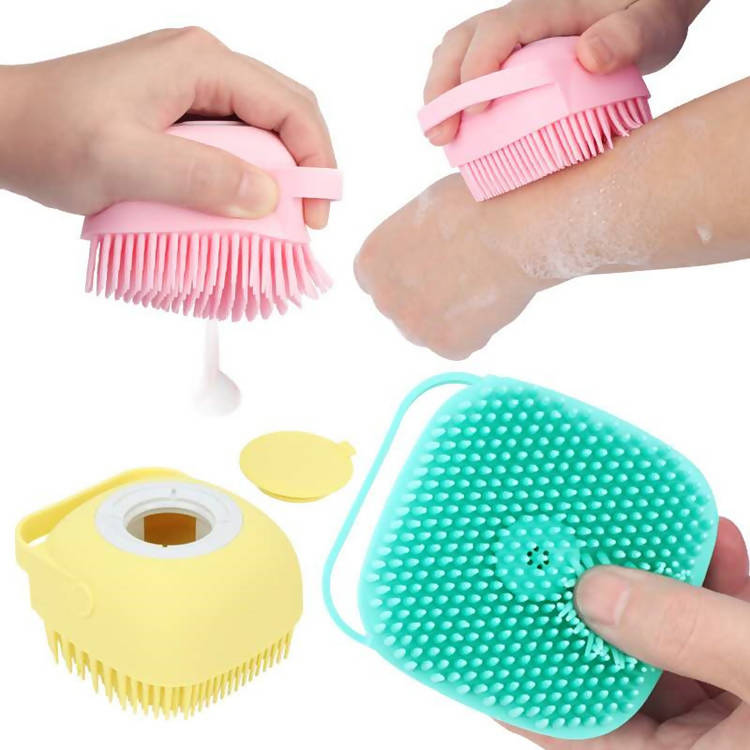 Bath Body Brush Scrubber Bath Scrubber Silicon Shower Massage Brush with Soap Dispenser