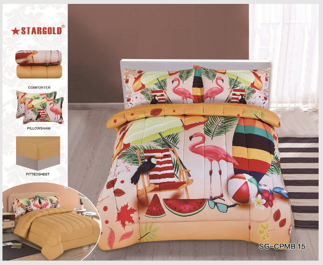 Stargold Comforter Set Of 4 Pieces Khaki