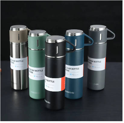 Steel Vacuum Flask Set with 2 Steel Cups 5000ML, Multi Colour