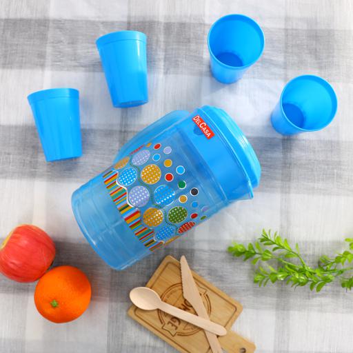 Delcasa Water Jug With 4 Glasses Portable Multi Purpose Jug With Lid For Water Picnic Juice