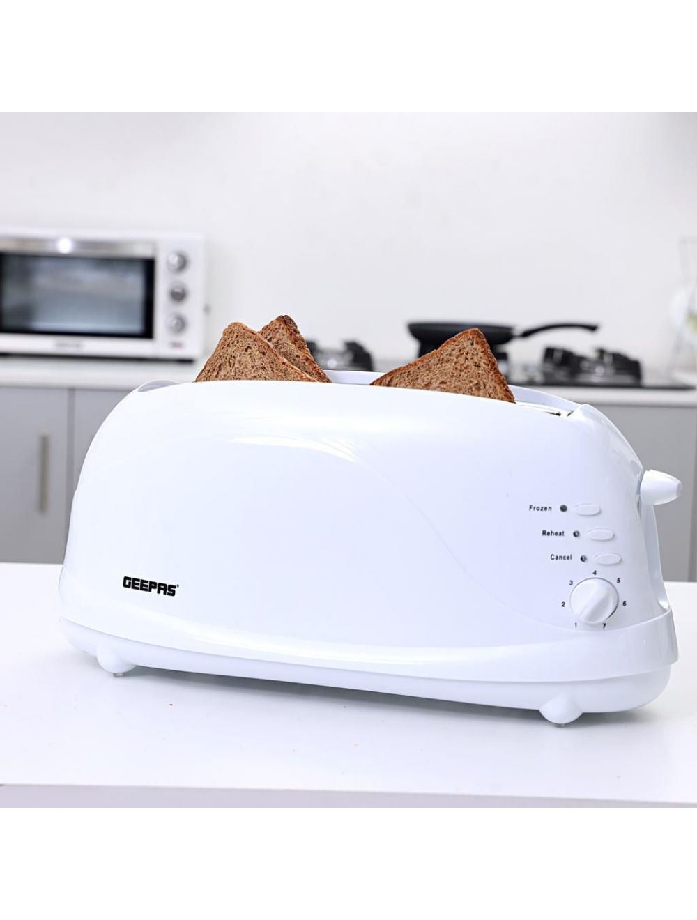Geepas 4 Slice Bread Toaster 1100W - White