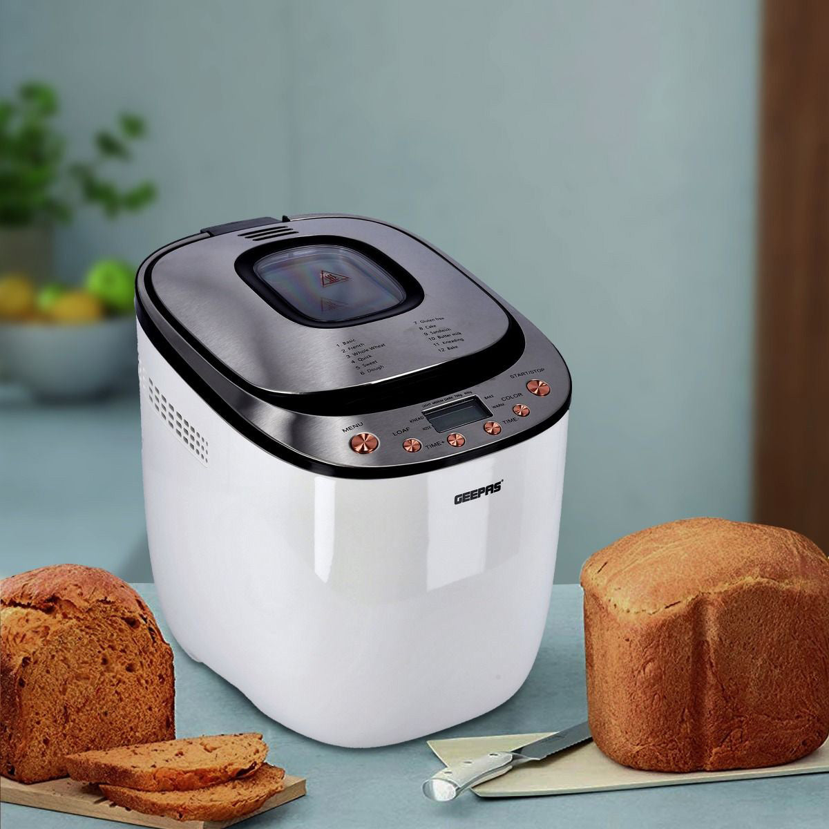 Geepas Automatic Bread Maker 550W Gluten Free Digital Bread Maker Machine