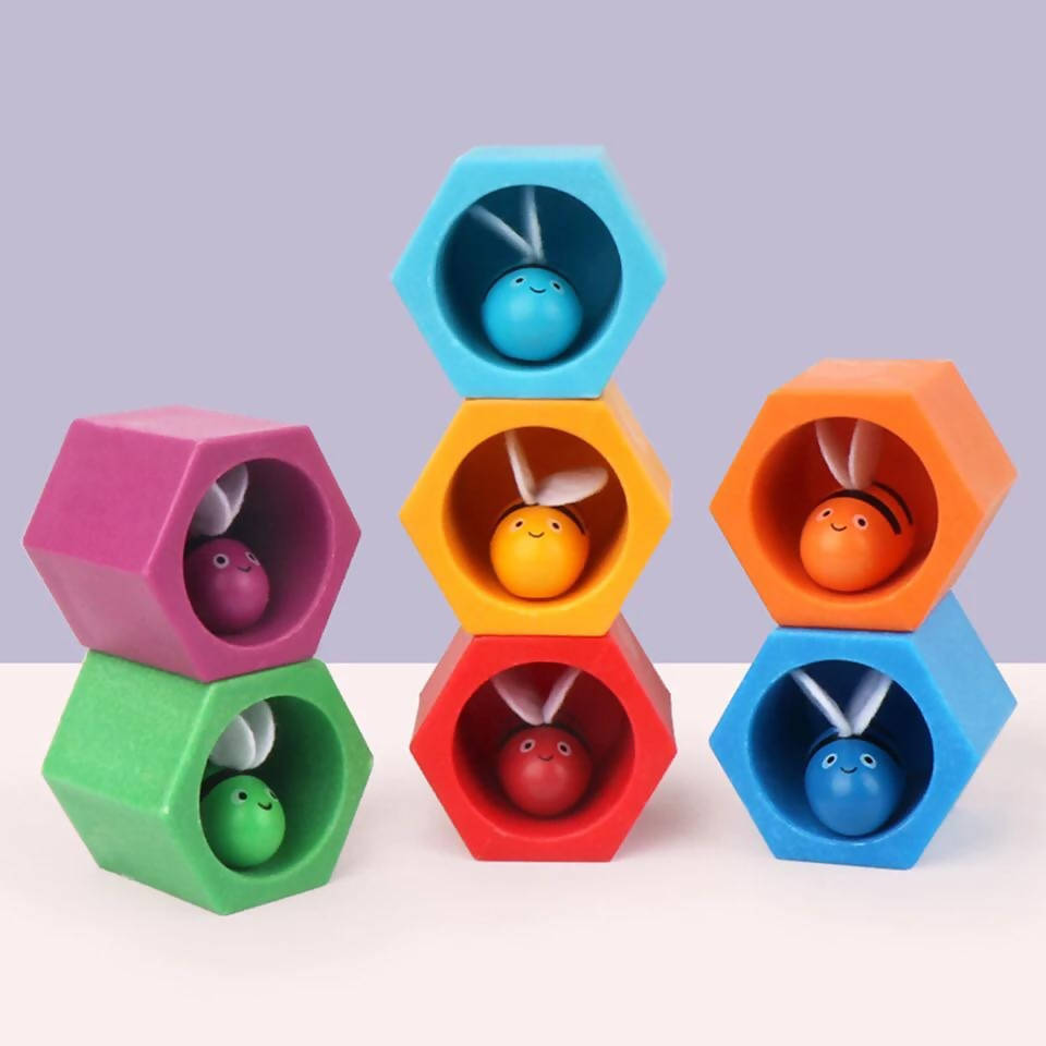 Wooden Beehive Board Clipping Bee Color Cognition Game