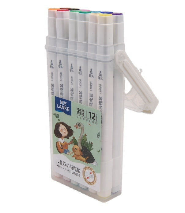 Lanke Markers Colors Dual Tip Art Markers Perfect For Illustration Writing Coloring Sketching and Card Making Classroom
