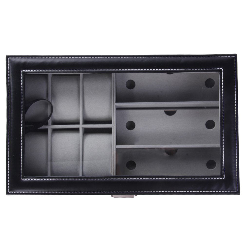 PU Leather 6+3 Grids Storage Watch 3321223415 | watch storage | box | jewelry box | timepiece storage | luxury accessories | organizational products | elegant design | secure lock | Halabh.com