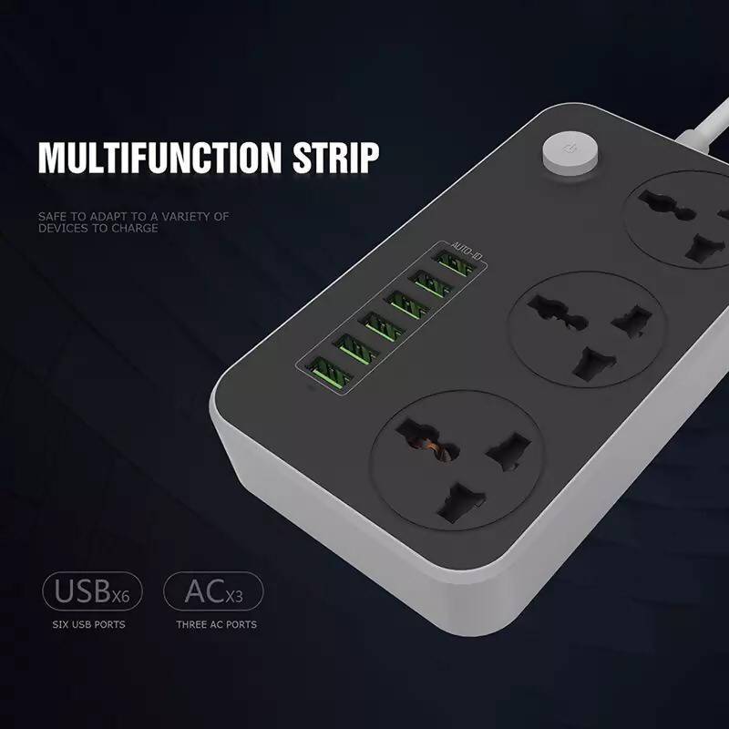 3 Outlets 6 USB Ports USB Power Strip Smart Home Socket