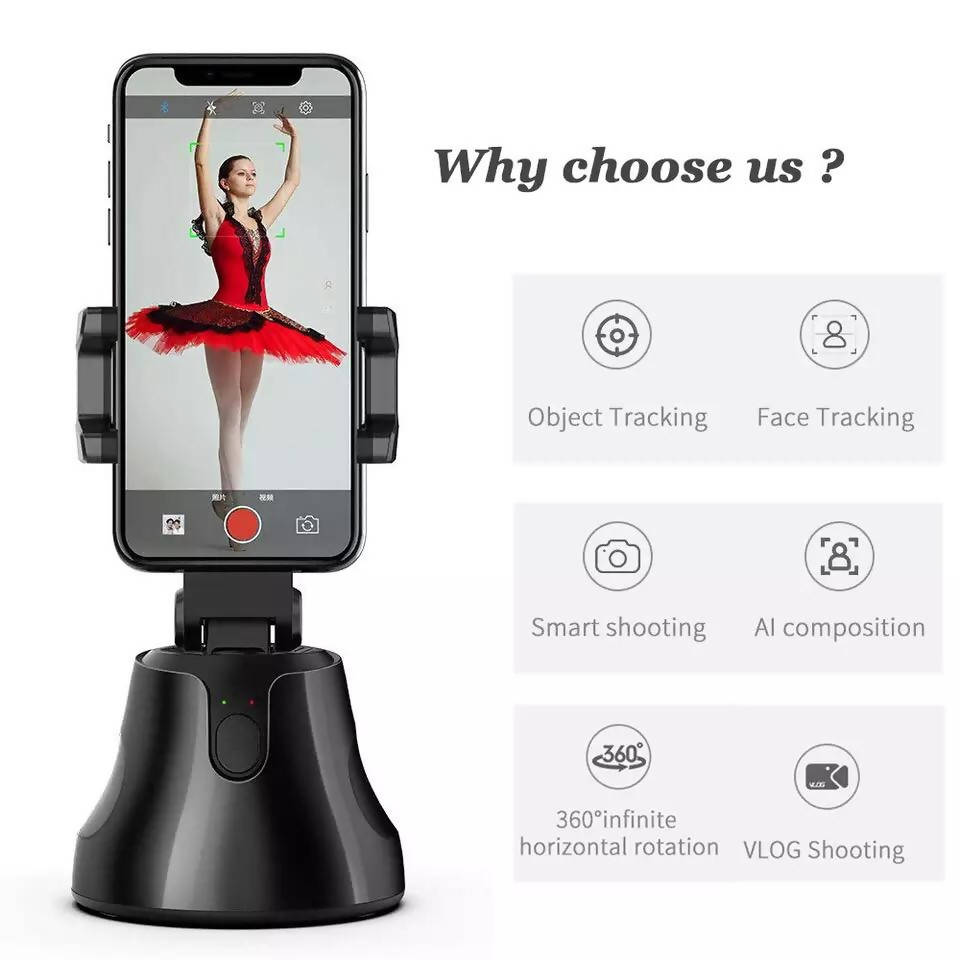 Selfie Shooting Smartphone Selfie Shooting Gimbal 360 Face & Object Follow Up Selfie Stick for Photo Vlog Live Video Record