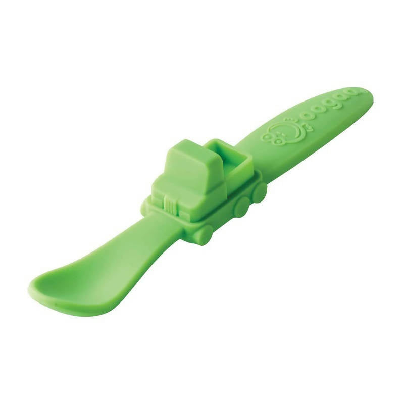 Oogaa Silicone Baby Spoon Truck Green