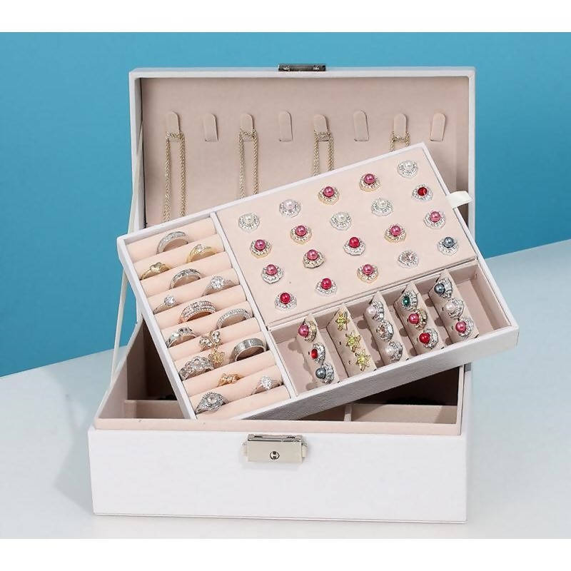 vHatori Jewelry Organizer Box Holder Tray Case For Ring Earrings Necklace Bangles Storage Display White