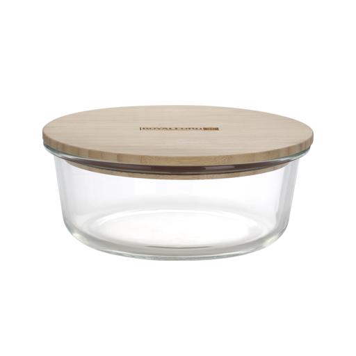 Royalford RF10323 Round Glass Food Container with Bamboo Lid