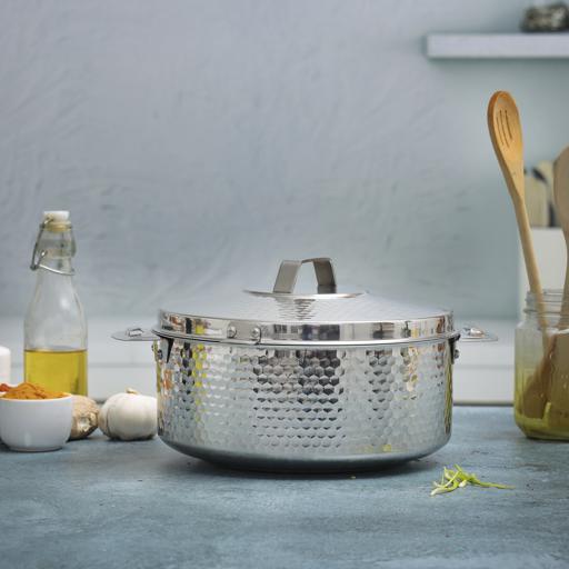 Royalford Reeva Hammered Double Wall Stainless Steel Hot Pot