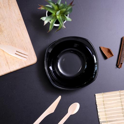 Royalford 7 inch 6Pcs Melamine Ware Square Bowl Black