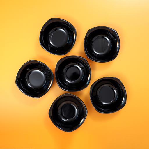 Royalford 7 inch 6Pcs Melamine Ware Square Bowl Black