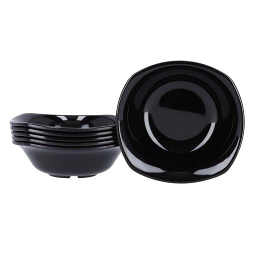 Royalford 7 inch 6Pcs Melamine Ware Square Bowl Black