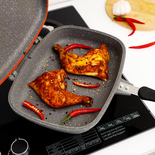 Royalford Smart Granite Double Grill Pan Grey