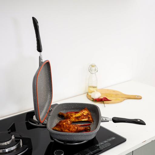 Royalford Smart Granite Double Grill Pan Grey