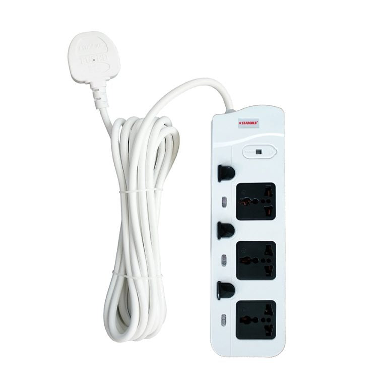 Star Gold 3 Way Socket Plug | Outlet | USB | Extension Cord | Electronics | Home Improvement | Technology | Convenience | Protection | Versatility | Halabh.com