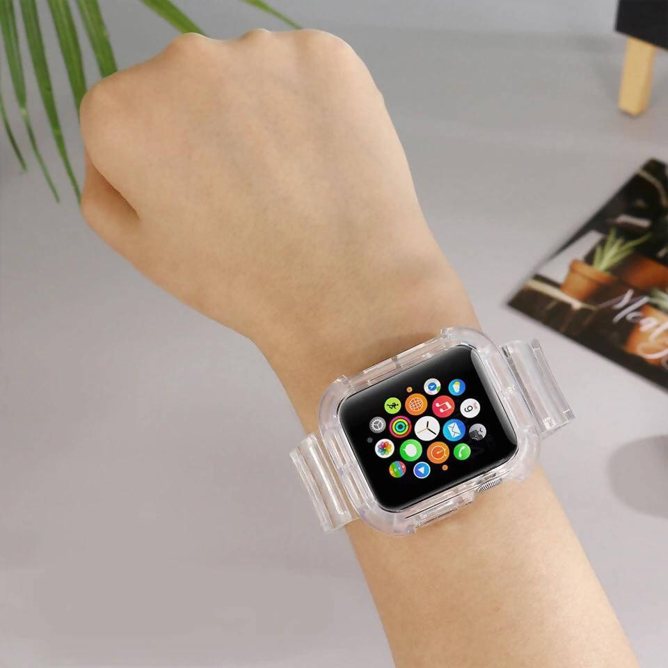 Transparent Silicone Strap For Apple Watch 38/40/42/44mm LW1235840Protection | Transparent | Scratch-resistant | Dust-proof | Slim Design | Easy Installation| Compatible| Accessories | Halabh.com