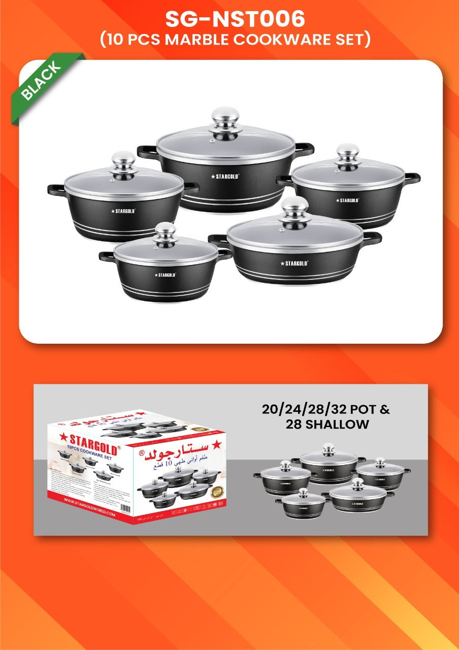 Stargold 10 Pcs Marble Cookware Set